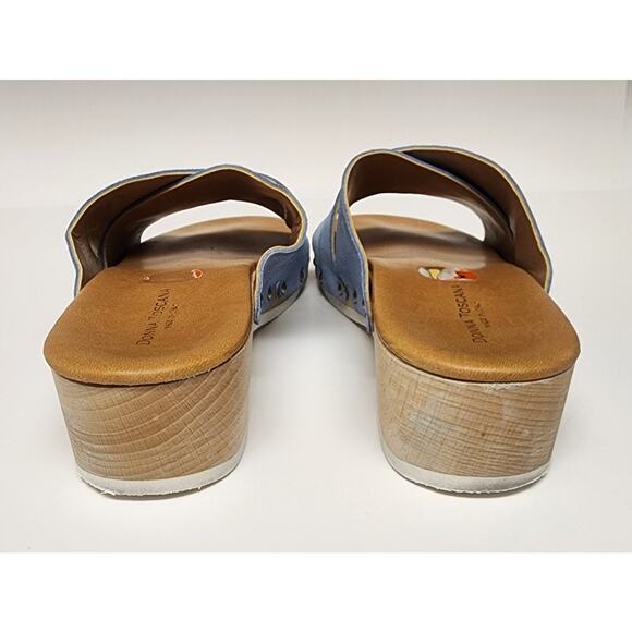 Donna Toscana Women's Baby Blue Suede Wooden Clogs Sandal Casual Shoes Size 9.5 - Picture 8 of 11